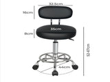 Levede Swivel Office Chair Round Rolling Stools PU Leather Height Adjustable BR1071-BK-M-AU