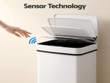 Devanti 72L Sensor Bin Rubbish Bins 4-in-1 Compartment Stainless Steel Trash Can White SB-E-3C-72L-WH