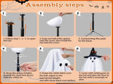 2pcs Halloween Decorations Indoor,Ghost Decor with String Lights Remote Control,Halloween Party V1107-129-29811