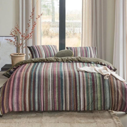 Bedding House Roman Multi Cotton Stripe Quilt Cover Set King V442-HIN-QUILTCS-ROMAN-MULTI-KI