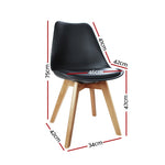 Artiss Dining Chairs Set of 4 Leather Plastic DSW Replica Wooden Black BA-BB-DSW-PU-BKX4