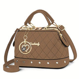 Women'S Handbag Quilted Handbag Studded Handbag Black Handbag Gold Toned - Red - Size 25-13-16 V1347-945-61558-RED-25-13-16