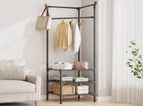 Garment Rack With Shelves Metal Clothes Rack Black 1 Set V1370-AZ4-16855