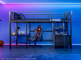 Gaming Loft Bed with Desk and Storage Cabinet, Steel Metal Frame, Space Saving Design, for Single V219-BEDSBBKSL6GA