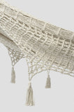 Outdoor undercover cotton Mayan Legacy hammock with hand crocheted tassels King Size Marble V97-TDK CREAM