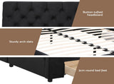 Artiss King Bed Frame Storage Charging Station Upholstered 3 Drawers USB Type-C BFRAME-G-LUNA-K-BK-ABC