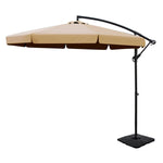 Instahut 3m Outdoor Umbrella w/Base Cantilever Garden Beach Patio Beige UMB-BAN-F-50N-COM-BG