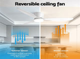 Devanti 52'' Ceiling Fan 3 Blades DC Motor w/Light w/Remote White CF-C-52-70L-WH