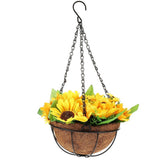 Faux Flower Hanging Basket for Living Room and Garden, Decorative No Maintenance Artificial Plant V1366-AZ2-W-19209