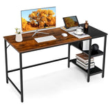 1.4m Computer Table Desk Book Storage Student Study Home Office Workstation Vintage Oak Finish V255-SIDEBOOKDESK-1.4