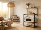 CARLA HOME 4 Tier Bakers Rack Microwave Stand - Oak Finish - Brown - Kitchen Rack V178-36444