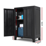 Gardeon Outdoor Storage Cabinet Box 92cm Lockable Cupboard Sheds Garage Adjustable Black OSC-CABI-L1F-BK