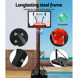 Everfit 2.6M Basketball Hoop Stand System Adjustable Portable Pro Kids Clear BAS-HOOP-260