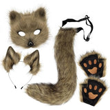Green Plush Fox Tail and Ears Set with Cat Ears Paw Gloves Halloween Cosplay Costume V1188-JAR108-05156-2