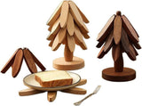 2-Piece Foldable Christmas Tree Design Pot Holders Set Decorative Heat Resistant Trivets with Holder V1258-DP02-BOL-212