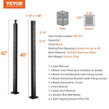 Cable Railing Post, 42" x 1" x 2" Steel L-Shaped Hole Corner Railing Post, 12 Pre-Drilled Holes, V952-1JZLGZHS1067CSWRBV0