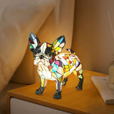 Dollars Stained Resin Desk Light Dog Lamp, Dog Series Art Night Light, LED Night Light for Home Room V1369-AZ3-W-10022