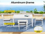 Gardeon Outdoor Dining Set 5 Piece Aluminum Extendable Table Setting White FF-DINING-5CLS-WH-ABC