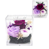 4pcs Valley of Rain & Forest Long-Lasting Real Flowers, Handcrafted Preserved Rose Bush For you to V1192-AZ-W-3709
