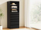 Artiss 6 Chest of Drawers Tallboy Cabinet Black FURNI-N-CDR-6D3S-BK-AB