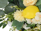 Spring Lemon Wreath Artificial Lemon Teardrop Wreath with Peony Flowers Green Leaves Decorative V1294-YM0523-220323TW02-2
