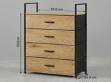 CARLA HOME 4 Drawer Tallboy Large Storage Cabinet - Brown - Rustic - Steel - Chest Drawers Tallboy V178-36454