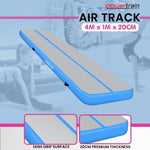 Powertrain 4m x 1m Air Track Inflatable Gymnastics Mat - Blue IFM-XBO-004-BU