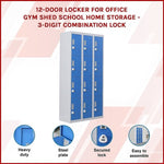 12-Door Locker for Office Gym Shed School Home Storage - 3-Digit Combination Lock V63-838991