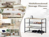 CARLA HOME 4 Tier Shoe Rack with Mdf Top Shelf - Metal - Brown - Rustic - Steel - Metal Mesh Shelves V178-36472