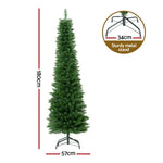 Jingle Jollys Christmas Tree 1.8m Pre-Lit 200 LED Lights Xmas Tree Decorations XM-TR-SLIM-6F-LED