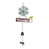 Hanging Welcome Windmill w Bell Dragonfies 88cm V637-06985WEL