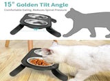 Adjustable Height Pet Food Bowl with Stainless Steel Double Bowls, Ergonomic Raised Cat Feeder for V1341-ZY-SVQS3765-BLACK