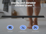 1000mm Bathroom Shower Black Grate Drain w/Centre outlet Floor Waste Square Pattern V63-832931