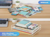 Acrylic Letter Tray Paper Organizer Tray Acrylic Desk Organizer Clear File Organizer Pull-Out Pack V1369-AZ3-W-02645