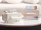 Desktop Tissue Box Multifunction Tissue Storage Dispenser with Phone Holder Remote Control Organizer V1294-YM0710-3117230308312