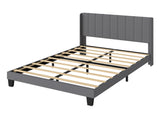 Levede Metal Wooden Bed Frame Double Panel Plush Upholstered Soft Headboard Grey BF1072-D-GY-AU-1