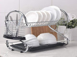 Metal Dish Drying Rack Kitchen-2-Tier with Drain Board V178-17945