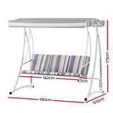 Gardeon Outdoor Swing Chair Garden Bench Furniture Canopy 3 Seater White Grey GSC-BST-3S-WHGR