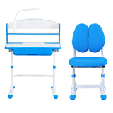 Keezi Kids Study Desk Chair Set Adjustable Ergonomic Table LED Lamp Blue KTC-A-STU-FA-BL
