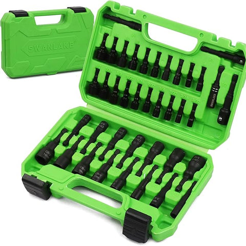 SWANLAKE SWANLAKE 39PCS Magnetic Hex Nut Driver Master Kit,1/4" Quick-Change Hex Shank, SAE & Metric V465-66046