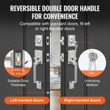 Double Door Handle Set, Satin Nickel Square Door Lever, Heavy Duty Double Front Door Handle Set with V952-SMSBDMNDSFXLP6JSTV0