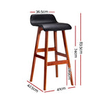 Artiss 2x Bar Stools Wooden Stool Black BENT-C-077-BKX2