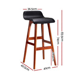 Artiss 2x Bar Stools Wooden Stool Black BENT-C-077-BKX2