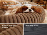 Calming Donut Pet Bed - Faux Rabbit Fur Soft Warm Round Cat Dog Bed - Plush Cozy Cuddler for Small V1258-DROP002-PETBED-01-CAM-L