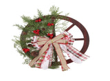 Red Truck Wheel Christmas Bowknot Wreath Fall Wreath Front Door Wooden Hanging Ornament Wreath V1294-YM0523-10320072