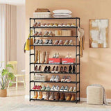 10-Tier Metal Shoe Rack Black Large 50-Pair Shoe Storage Organiser Shelf V63-840551