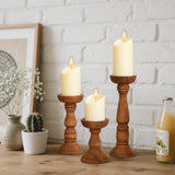 3 rural wooden candle holders, unique home decor pillar candle holders, retro farmhouse style, V1192-AZ-W-25085