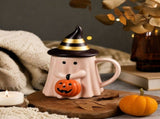 Halloween Handshake Pumpkin Mug Lid, Festive Beverage Cup, Spill Resistant Cozy Design, Perfect V1192-AZ-W-24652