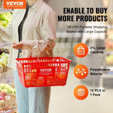 Shopping Basket, Set of 12, 21L Durable Plastic Grocery Basket with Metal Handle and Stand, 425 x V952-GXSBSSLGWLHS3TB5BV0