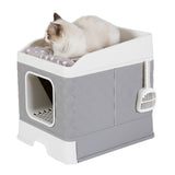 Large Hooded Cat Litter Box with Enclosed Top V767-P-ZM123